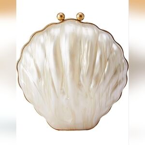 Pearlescent Shell Purse with Gold Trim